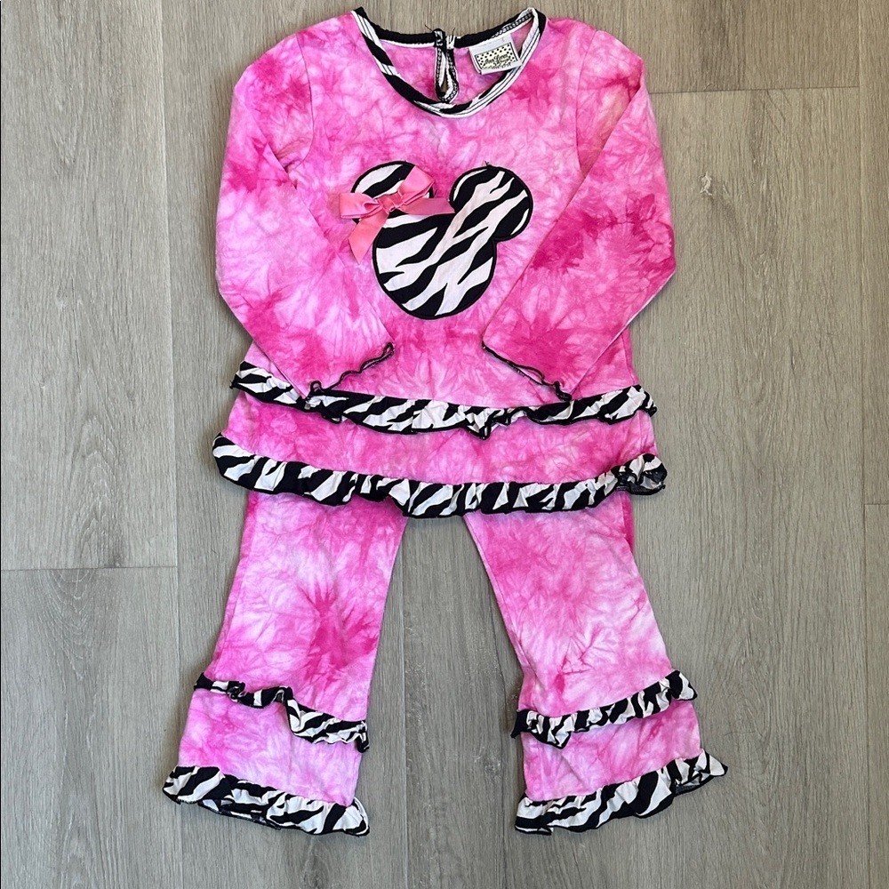 Ann Loren Pink Tie-Dye Mickey Mouse Kids Outfit size 2/3t
